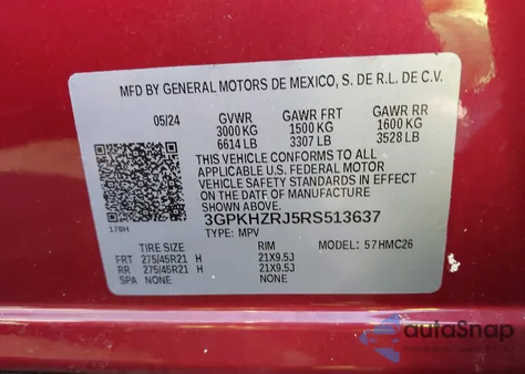 2024 Honda Prologue Elite z USA, uszkodzony, nr VIN 3GPKHZRJ5RS513637